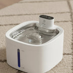 Fontaine à eau sans fil LABEKA en acier inoxydable pour chats, avec indicateur de niveau d'eau.